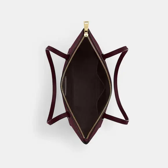 ♥️ Coach NWT Dark Wine Fiona Zip Tote Bag with Zipper Closure and Gold Hardware - Picture 2 of 8